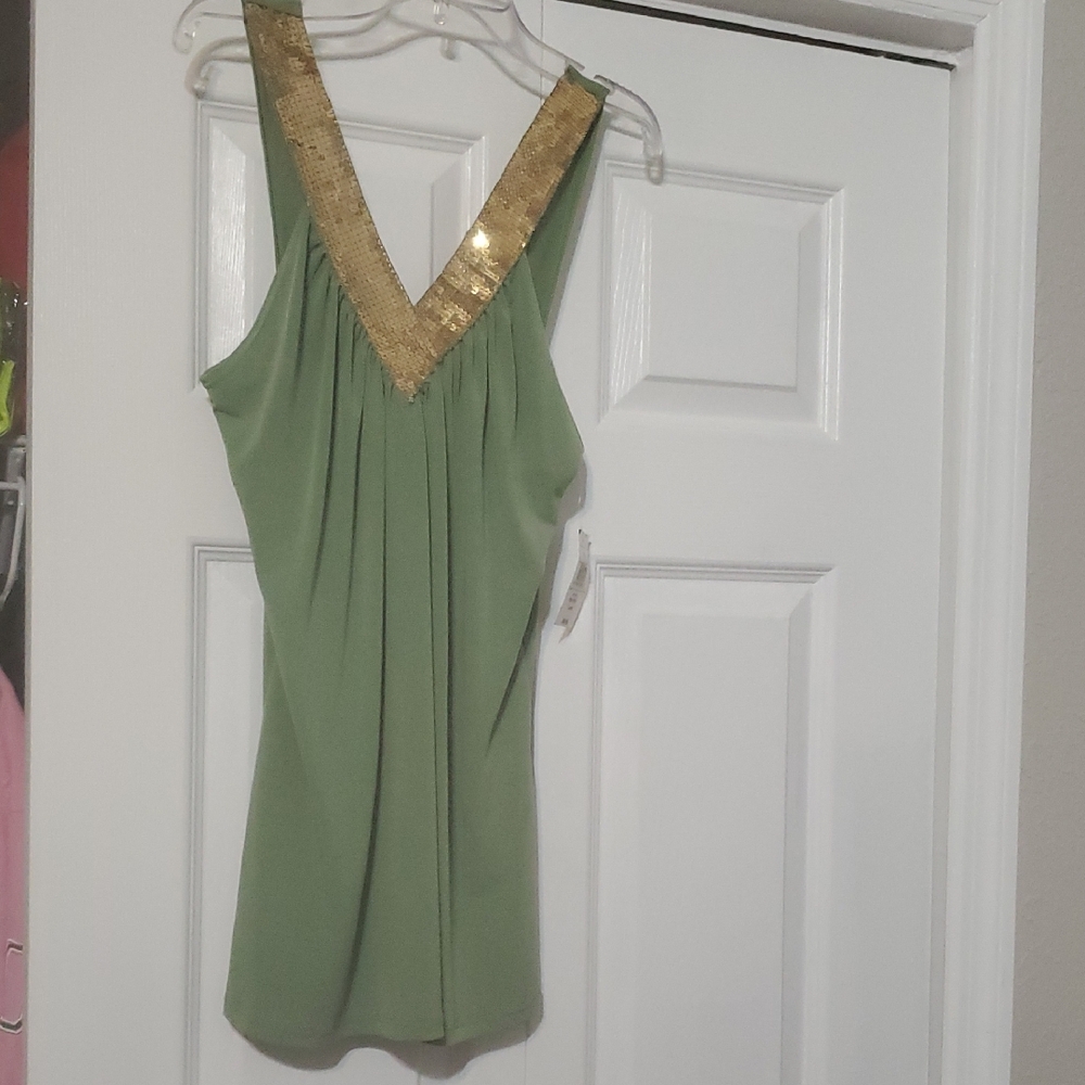 Elegant Green and Gold Women's Top